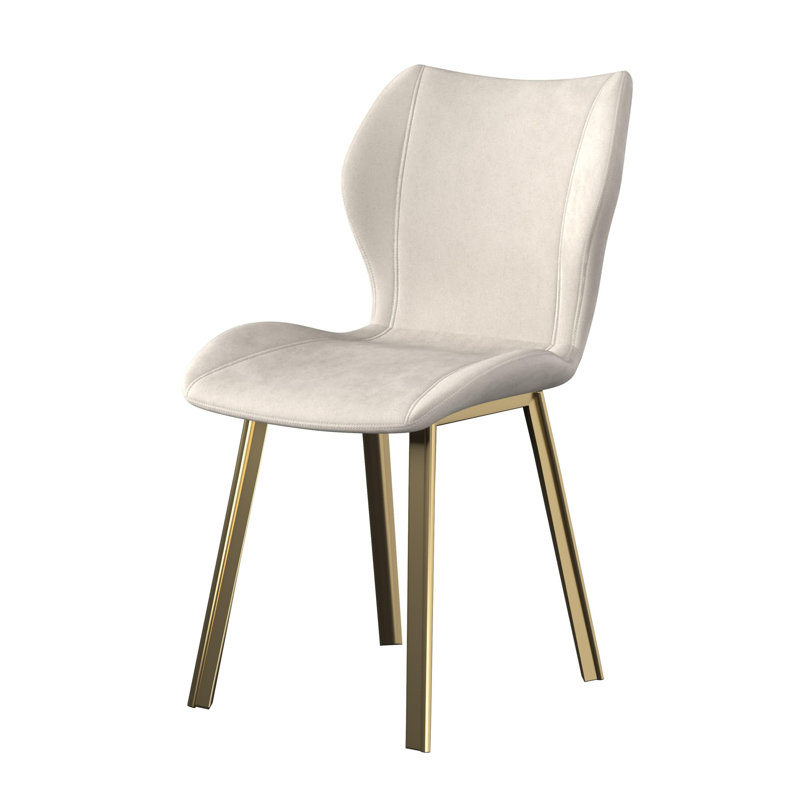 Pulcherie. 20'' H Velvet Upholstered Parsons Chair, Cream, Gold