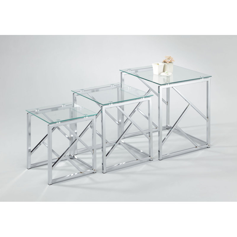 Valle Glass Top Frame Nesting Tables, Clear