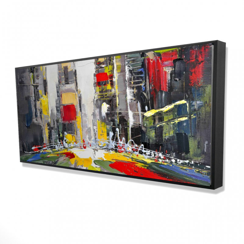 Abstract texturized cityscape - 24"x48" Framed canvas