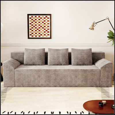 71-Inch 3-Seat Corduroy Sofa With Deep Seating, No Assembly Required,  For Living Room And Small Spaces