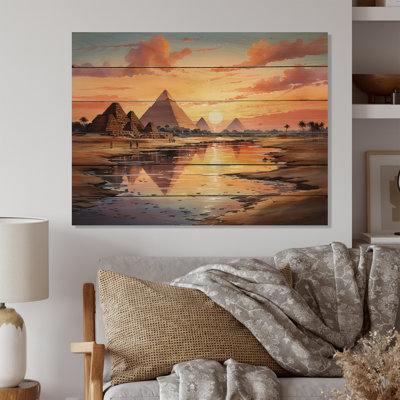 Egypt Pyramid Ancient Wonders I On Wood Print -  Union Rustic, D2DBEBA06C724528A2B8FA36E0A58D9C