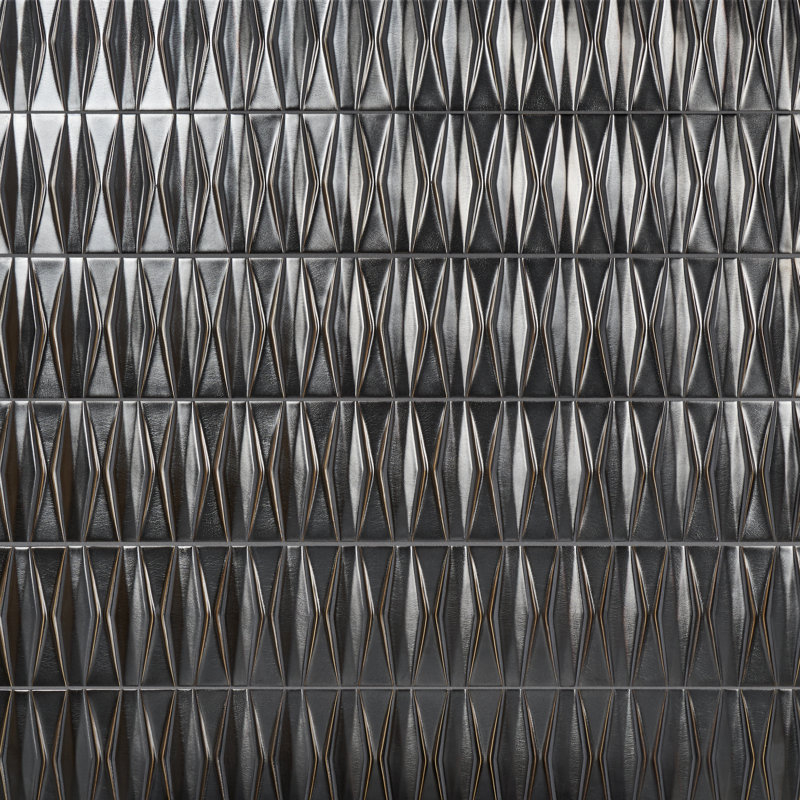 Carreau de mosaïque en verre 13 po x 16 po Divine Harlequin (1,39 pieds carrés / feuille), Gris foncé