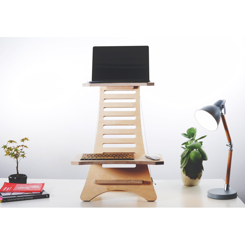 Lorsworth Adjustable Height and Foldable Solid Wood Solid Wood Standing Desk Converter