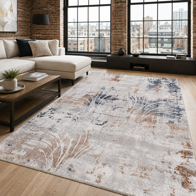 Abstract Cotton and Chenille Flatweave Area Rug