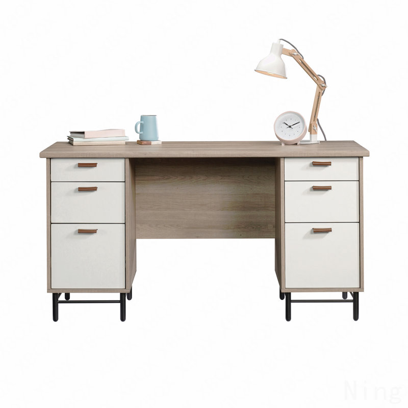 Executive Desk With Large Desktop, Brown Finish