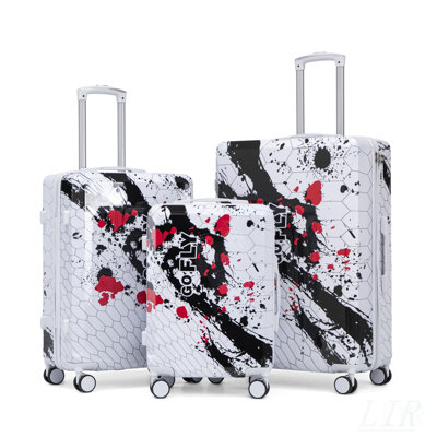 Ensemble de 3 valises à roulettes pivotantes pour PC avec motif imprimé et serrure à combinaison, durable et élégant