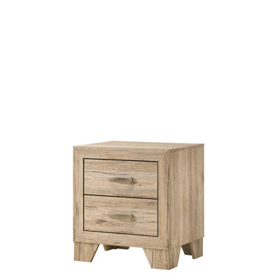 Table de chevet à finition naturelle pour la chambre à coucher - 2 sections de tiroir généreuses avec mécanisme de glissement Construisez des poignées en métal chics