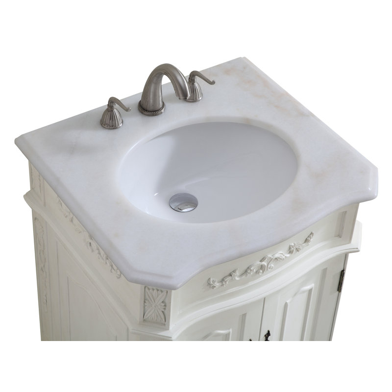 Ensemble de meuble-lavabo simple 24 po Lunette, Blanc antique, Blanc Ivoire