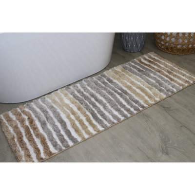 Bathroom Runner Rugs, Extra Soft Absorbent Bath Rugs, Non-Slip, Quick Drying, Machine Washable, Plush Comfort for Bathroom Floor, Tub, Shower and Home Decor Accessories, 21x54, Linen
