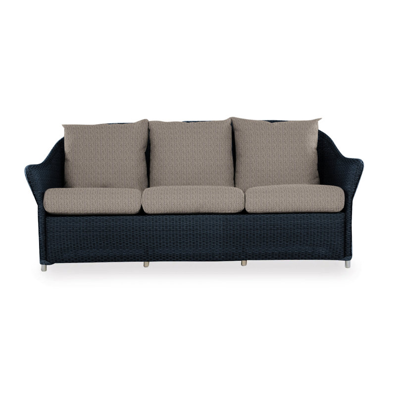 Weekend Retreat Outdoor 3 - Seat Patio Sofa, Sailcloth Seagull, Ebony