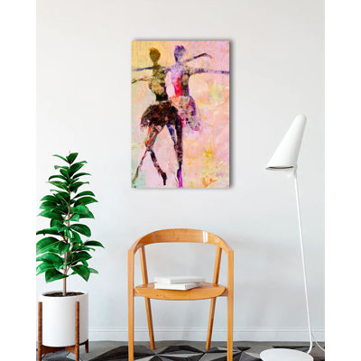 «Watercolor Ballet Dancers Duo II» par Cliff Warner, reproduction d'art sur toile tendue