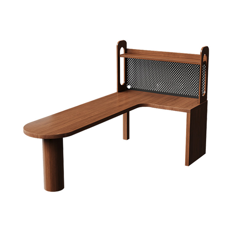 Bureau d'écriture en L en bois massif brun noisette, H 61,02 po x l 70,87 po x P 47,24 po