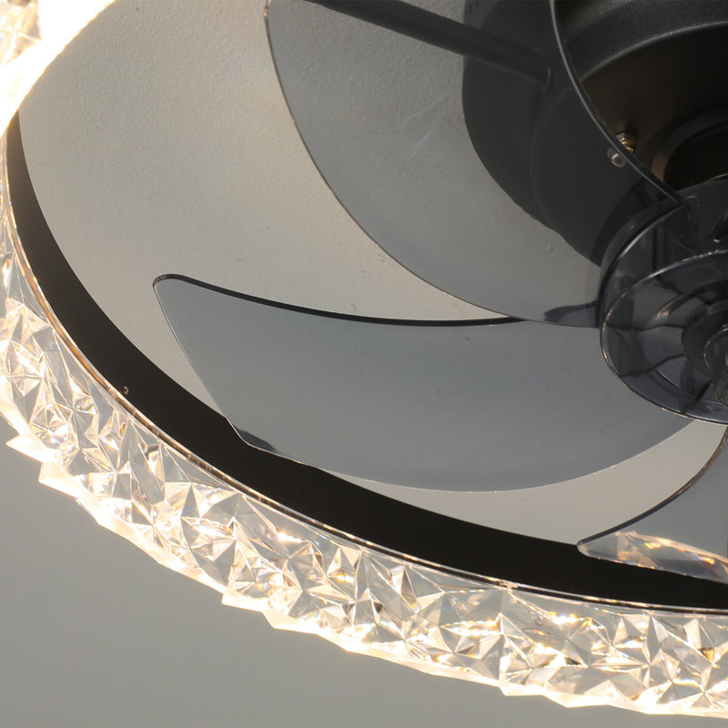 Ventilateur de plafond en cristal 20 po, Noir
