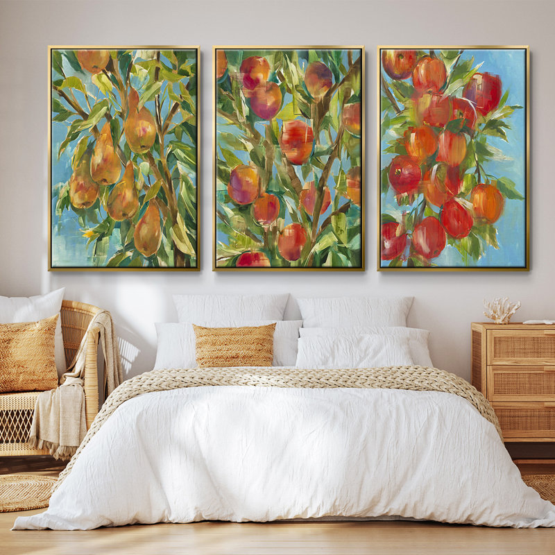 «In A Pear Tree», ensemble de 3 reproductions encadrées prêtes à accrocher encadrées sur toile, H 40 po x l 78 po