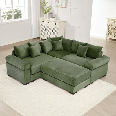 Canapé modulaire surdimensionné surdimensionné en nuage, canapé modulaire convertible, accoudoirs très épais avec repose-pieds, tissu velours côtelé doux, conception ergonomique, assemblage facile, pour les salons de lecture
