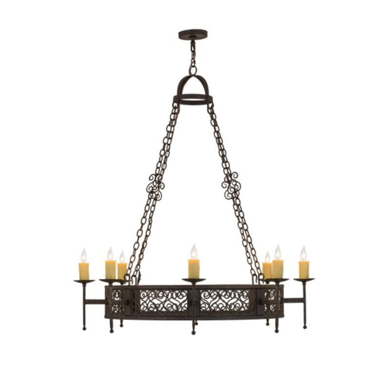 Hirth 8 - Light Dimmable Wagon Wheel Chandelier
