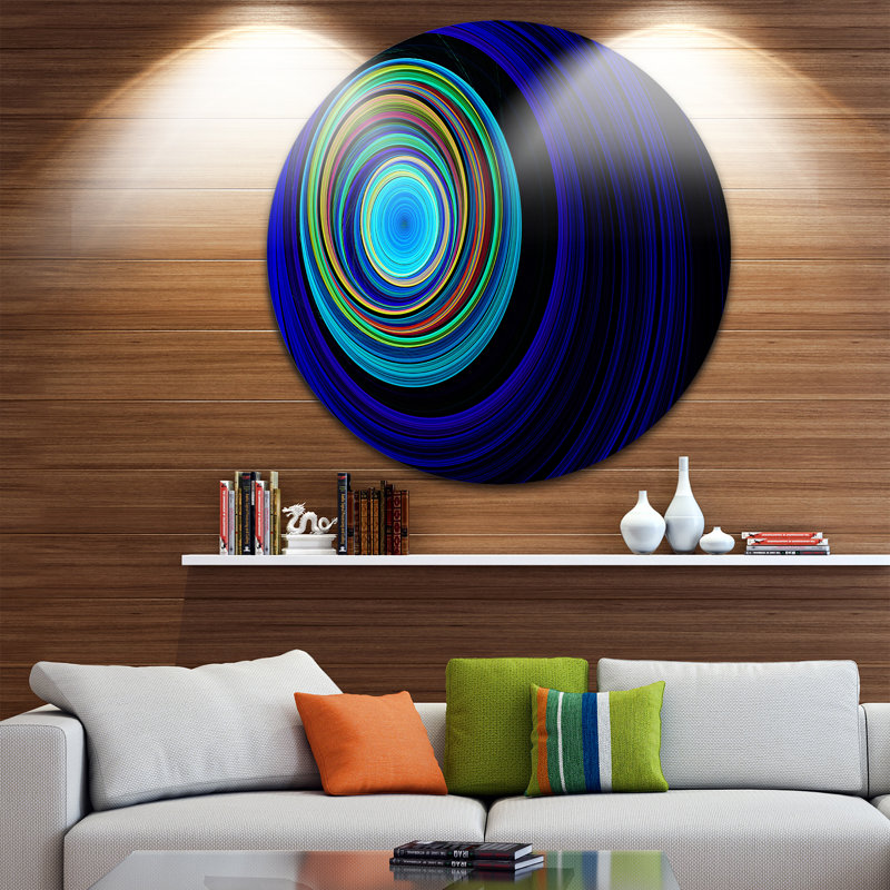 « infinied tunnel ondulations blue », impression sur métal, H 38 po x l 38 po x P 1 po