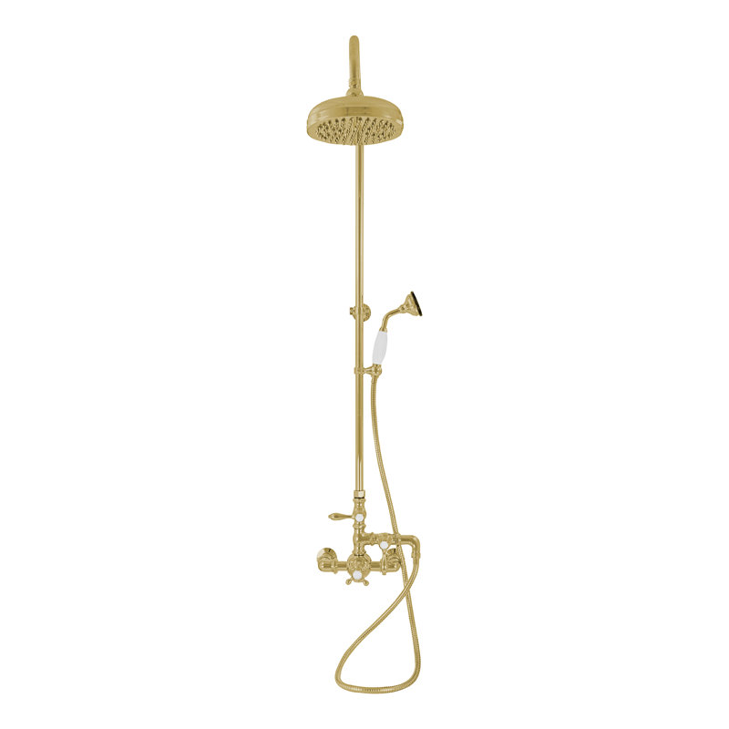 Exposed Thermostatic Shower and Handheld by Strom Living, Supercoat Brass