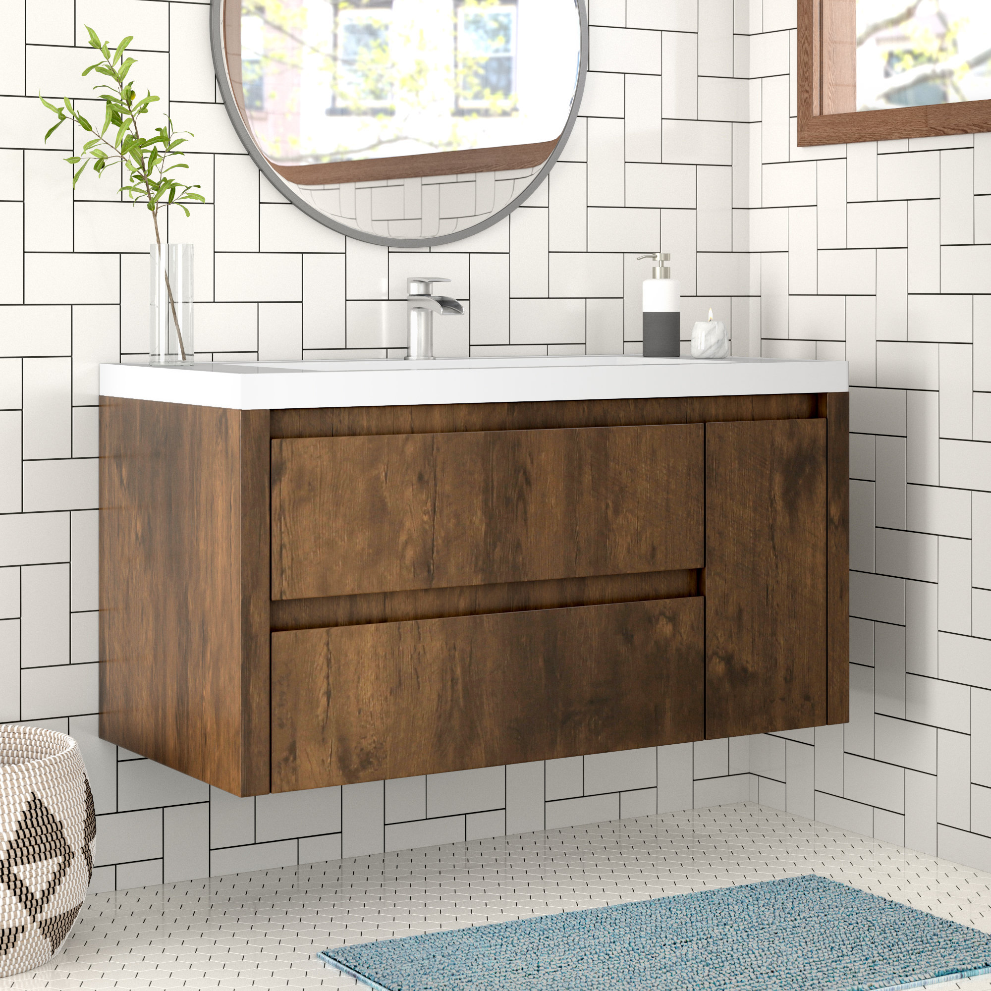 Ivy Bronx Ayeasha 42" Wall-Mounted Single Bathroom Vanity Set & Reviews ...