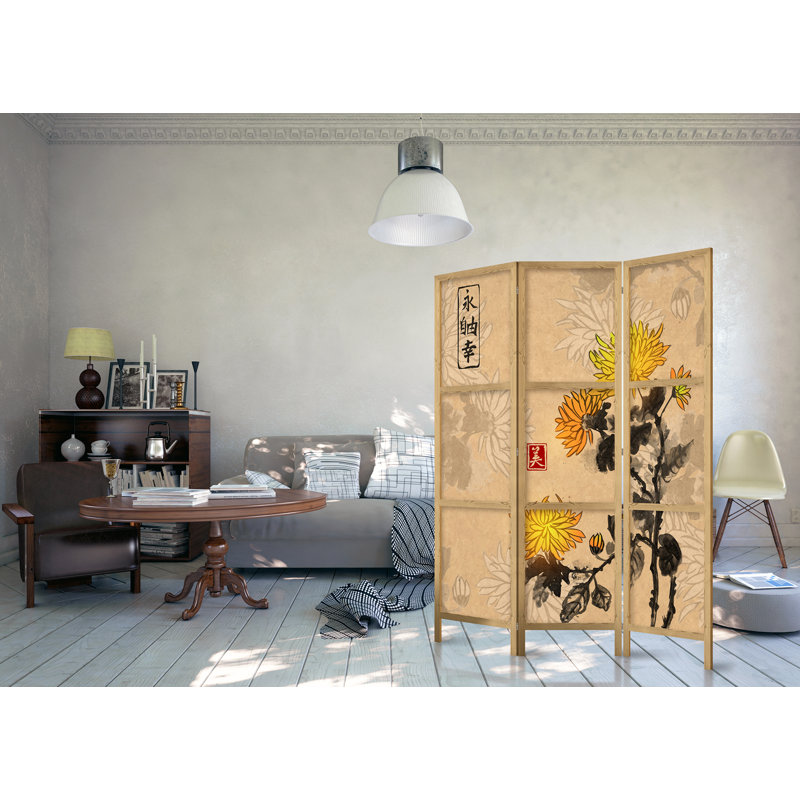 135cm W x 171cm H 3 - Panel Solid Wood Folding Room Divider