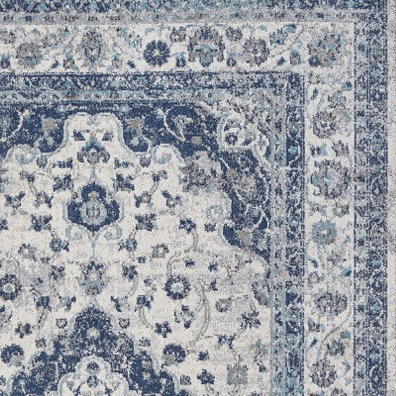 Tapis bleu / gris Yenovk, Tapis de couloir 2 pi 3 po x 8 pi