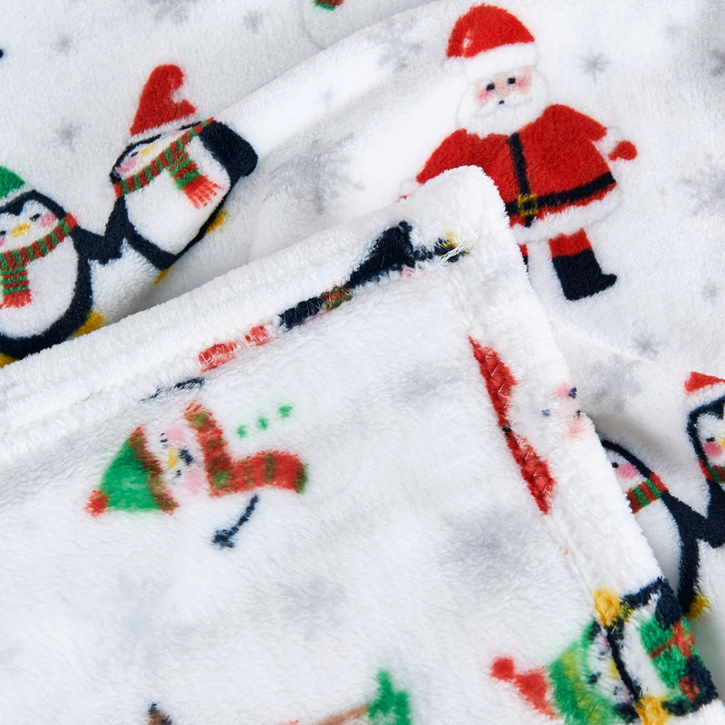 Jolly North Pole Christmas Fleece Reversible Throw Blanket