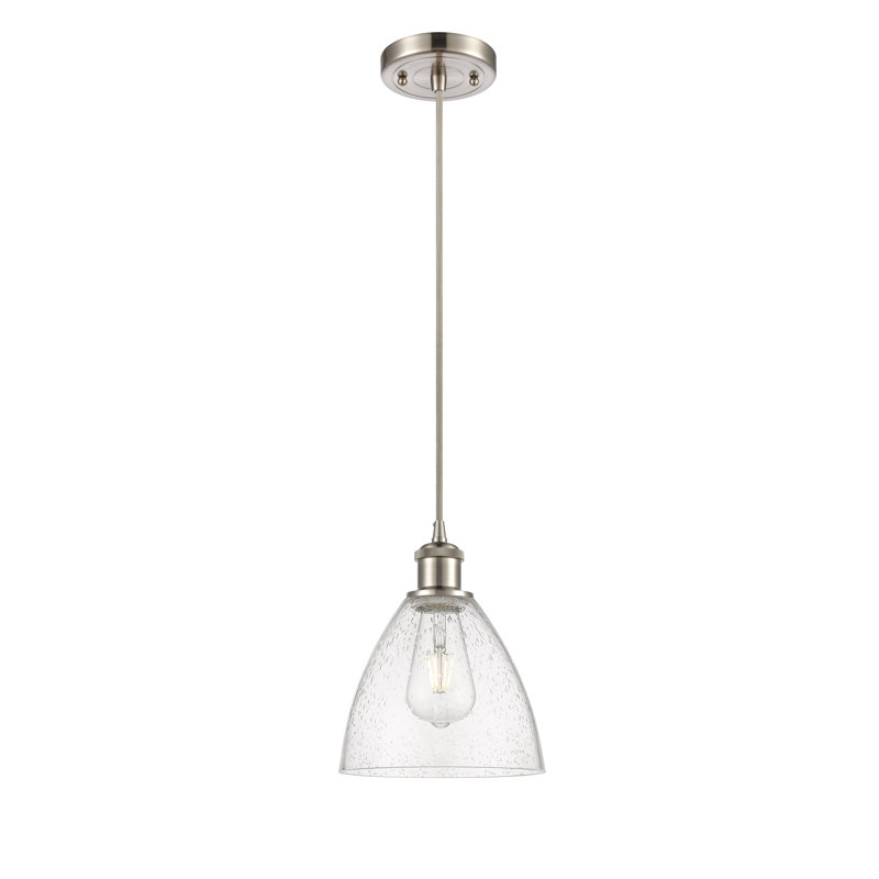 Luminaire suspendu en forme de dôme à 1 lumière Haide, DEL, H 11,25 po x l 7,5 po x P 7,5 po, Nickel satiné brossé