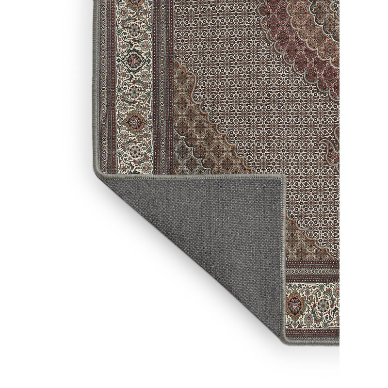 Tapis gris/brun/bleu foncé traditionnel Wodome, Rectangle 5 pi x 7 pi