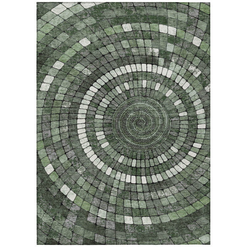 Machine Washable Indoor/Outdoor Husby ACN2216 Geometric Rug, Rectangle 2'6" x 3'10"