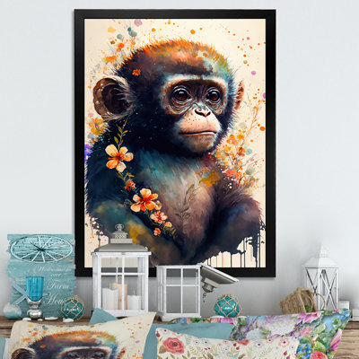 Mignon singe, art floral II - impression