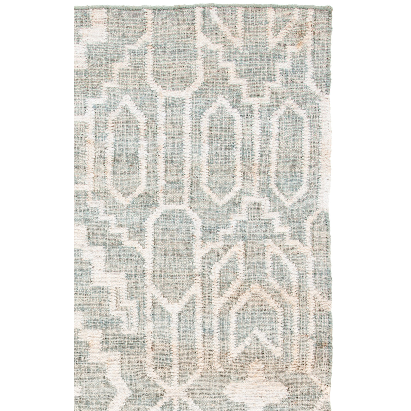 Ponce Light Blue Green Ivory Oriental Jute Rug, Square 6'