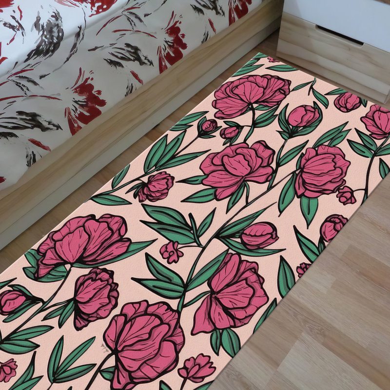 Tapis à motif floral avec imprimé floral, Rectangle 3 pi 3 po x 4 pi 11 po