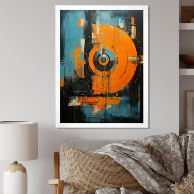 Interlude Of Jazz Cocktail Retro Orange And Blue - Modern Geometric Wall Decor