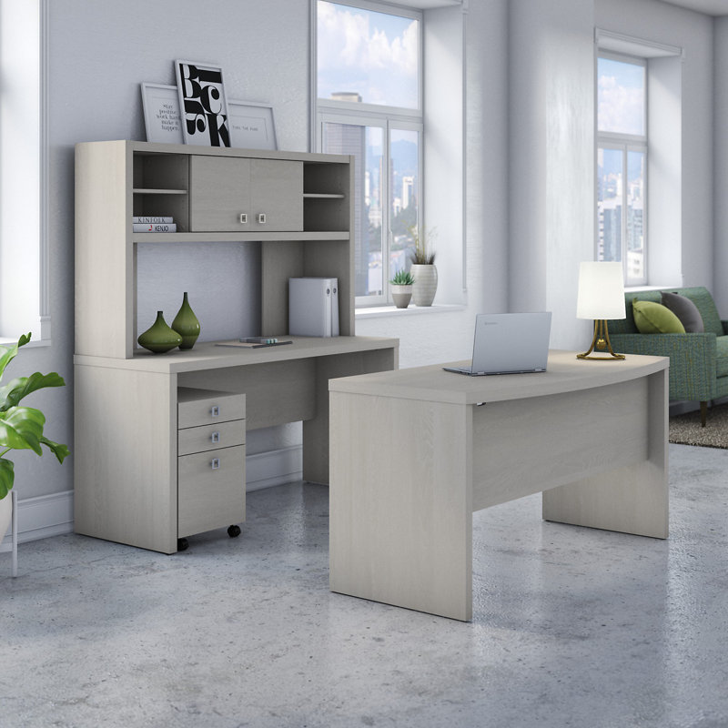 Ensemble de bureau rectangulaire 4 pièces Echo, Gris sable
