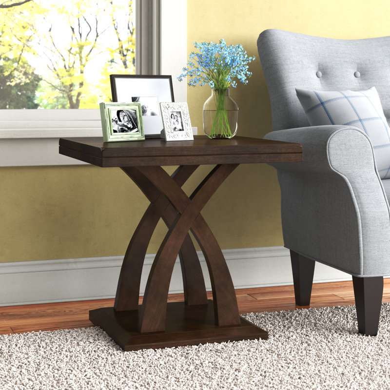 Almeta Solid Wood Top End Table, Light Gray