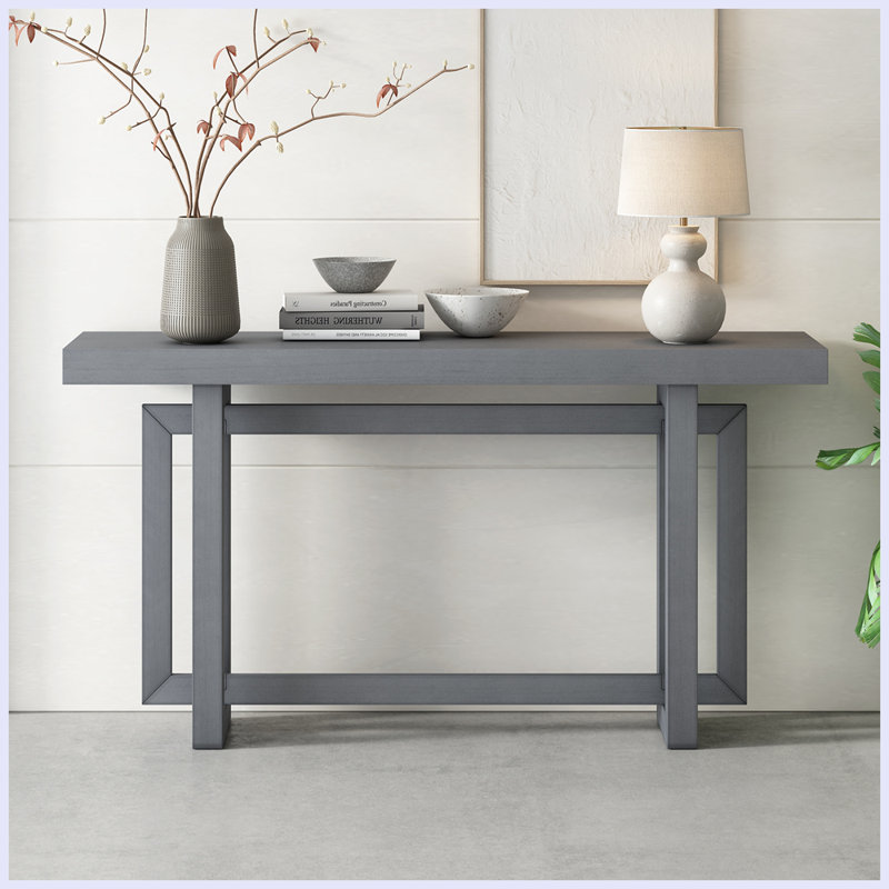Thedrick 59" Extra Long Entryway Table Console Table,Entryway table,Hoyer table with wood frame, Dark Gray