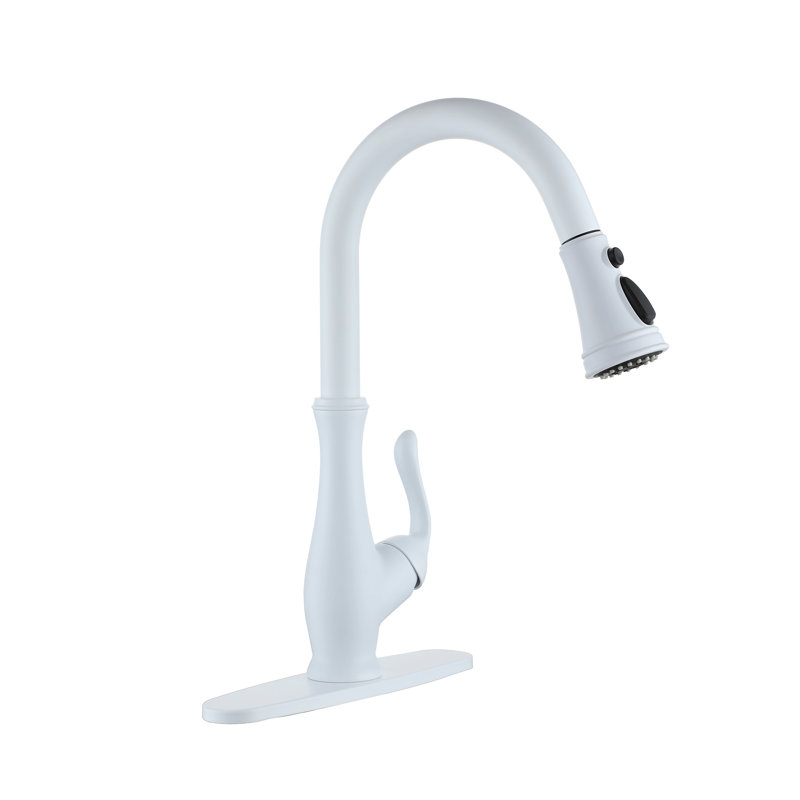 Clihome Pull Down Kitchen Faucet, White