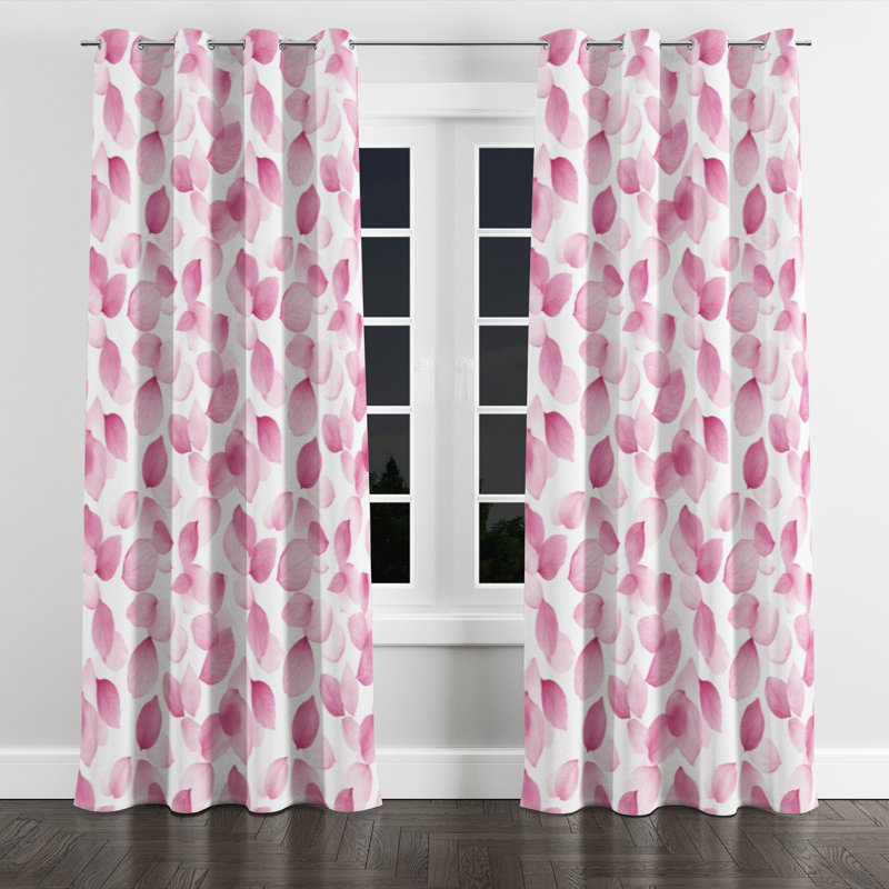 For Girls Abstract Florals Curtains for bedroom - Delicate Petal Dust Twin Grommet Curtain - 1 Panel, 52" W x 90" L