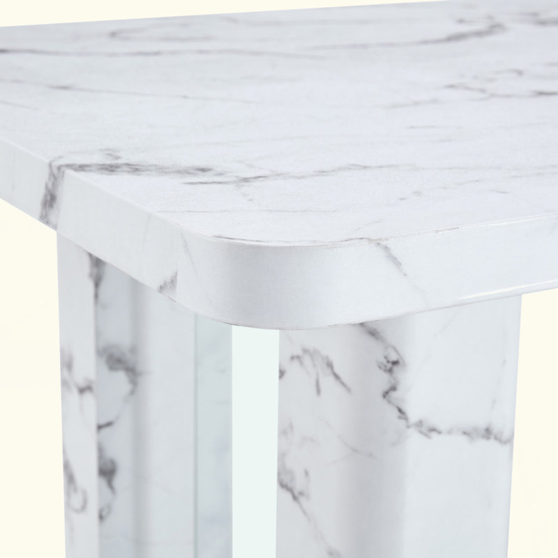 Stylish Marble-Patterned Dining Table, Featuring Transparent Glass Design, Delicate Texture, And Minimalist Durability