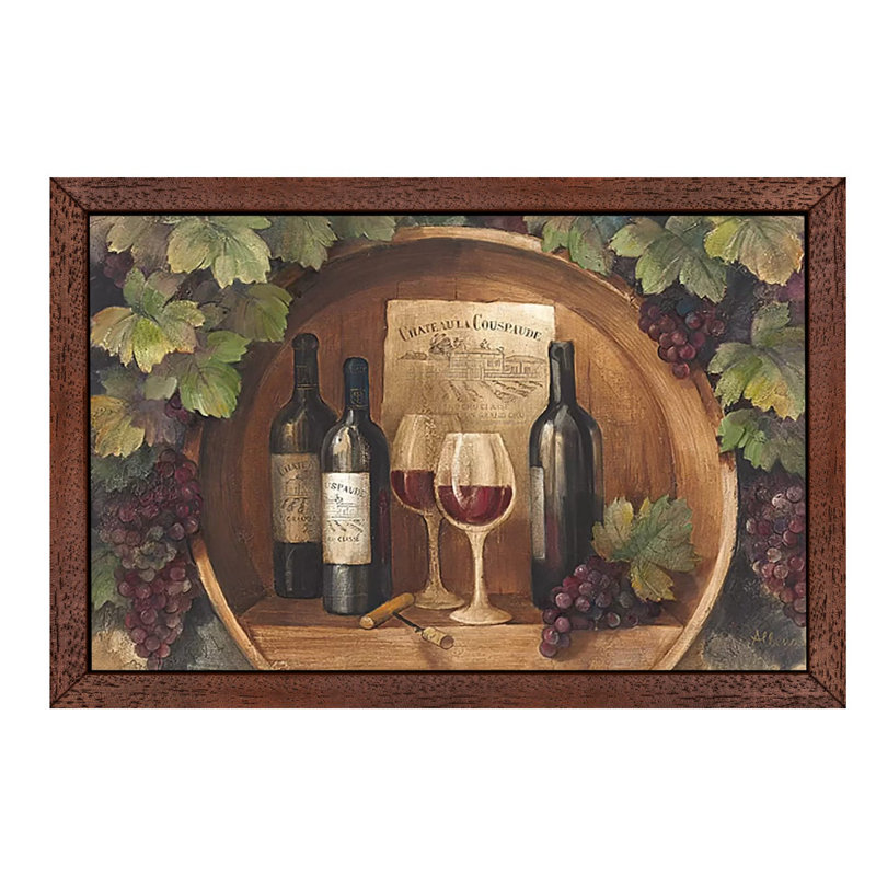At The Winery by Albena Hristova - Floater Frame Painting on Canvas, Brown Framed