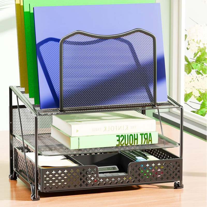 Mesh Desk Organizer with Sliding Drawer