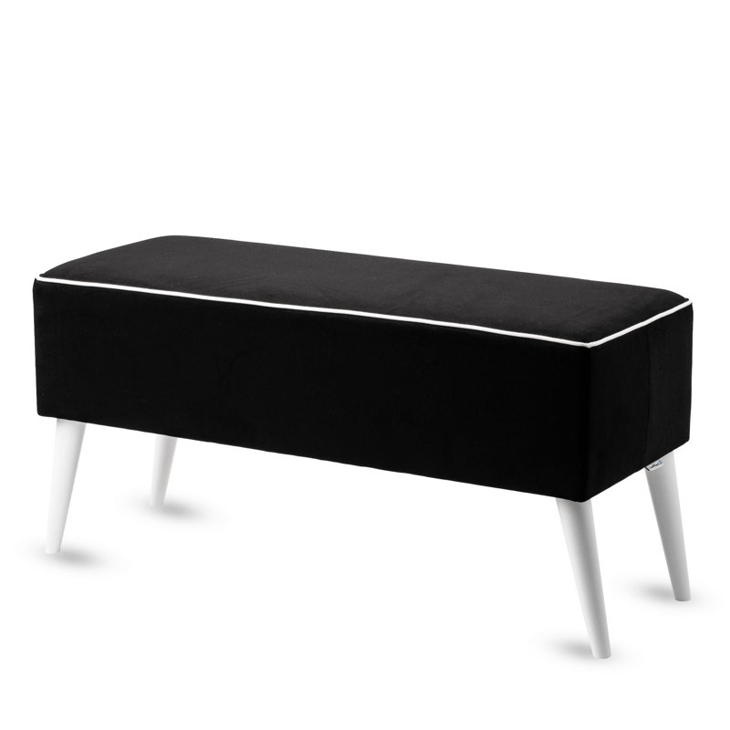 Saxonburg Upholstered Bench, Black, 47 H x 120 W x 30 D cm