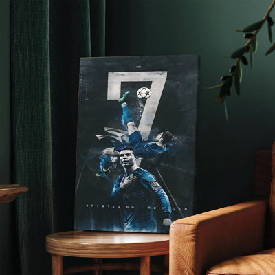 1Pc Wall Arts Posters Framed, Cristiano Ronaldo Football Star Canvas Wall Art Decor Modern Sports Poster for Living Room Bedroom Office Fan Gift High Quality Print Home Decoration