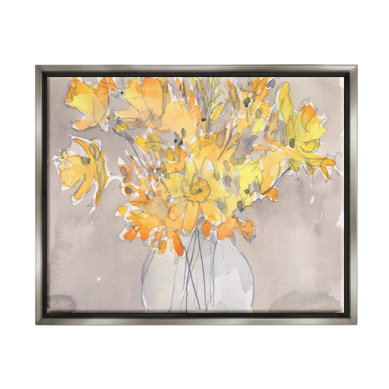 «Yellow Scribble Style Bouquet Floater», art mural par Samuel Dixon, H 25 po x l 31 po x P 1,7 po