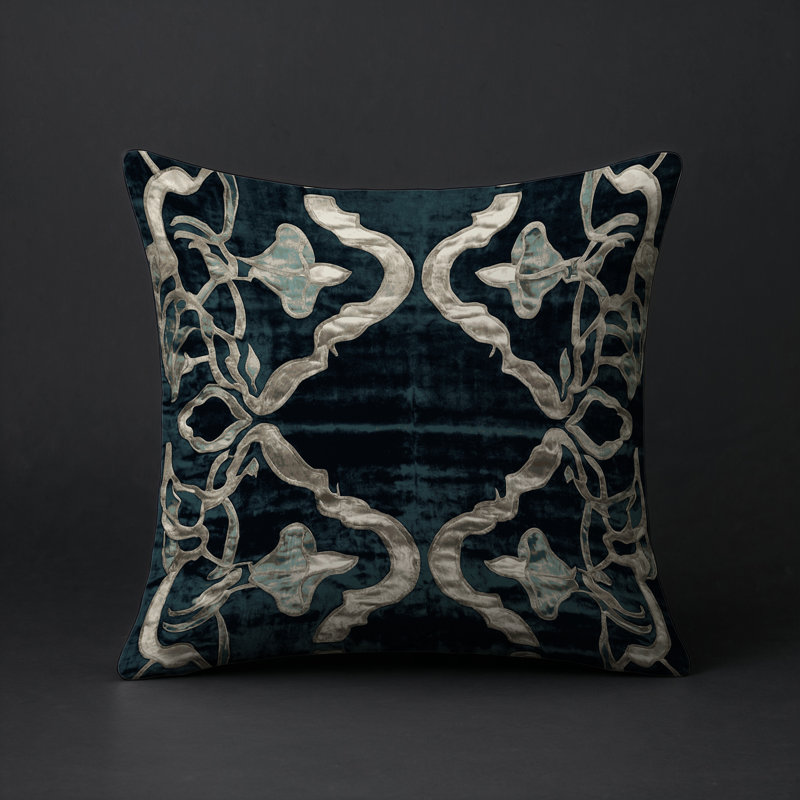 Coussin décoratif intérieur et extérieur Modern, Bleu géométrique, Carré 18 po