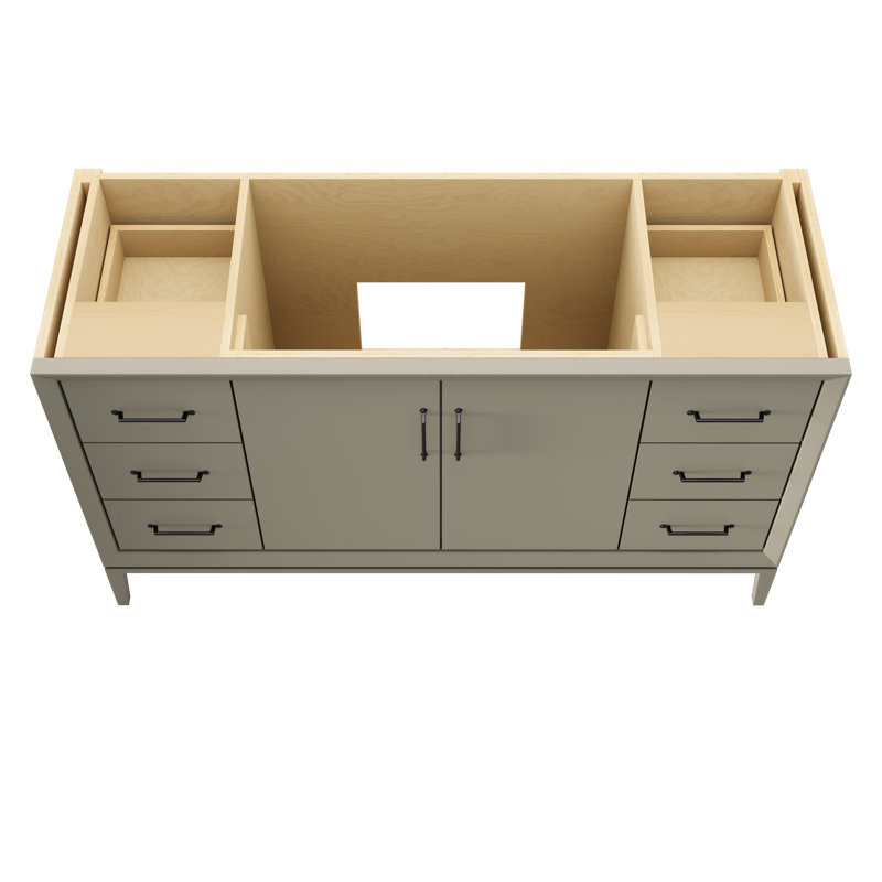 Alexandra Single Extra Wide Bath Vanity, French Olive, 60", Matte Black