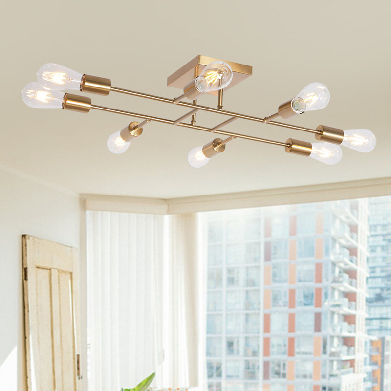 Prannoy Semi Flush Mount, Bronze, 6" H x 28" W x 20" D