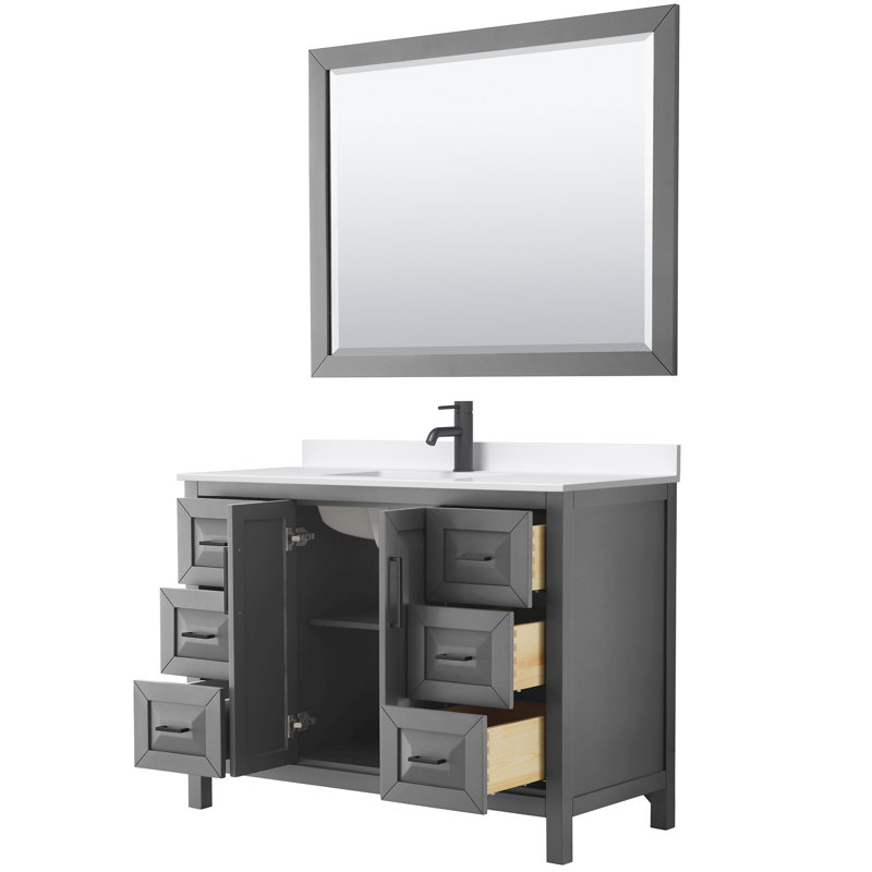 Daria 48'' W Vanity, Gray, Matte Black, Giotto Quartz