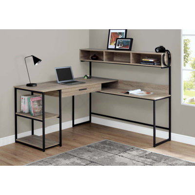 Bureau d'ordinateur, bureau personnel, coin, tiroirs de rangement, forme en L, travail, ordinateur portable, métal, contemporain, moderne