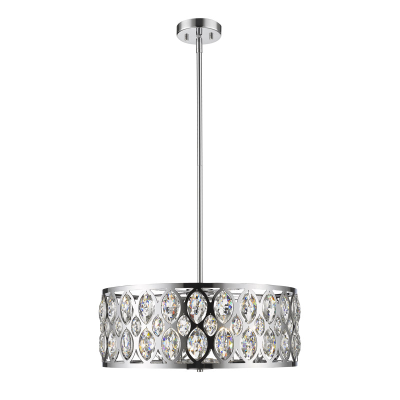 Delphina 6 - Light Dimmable Drum Chandelier, Chrome, 9" H x 23.25" W x 23.25" D